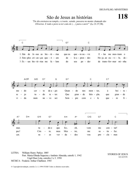 Partitura da música São De Jesus As Histórias