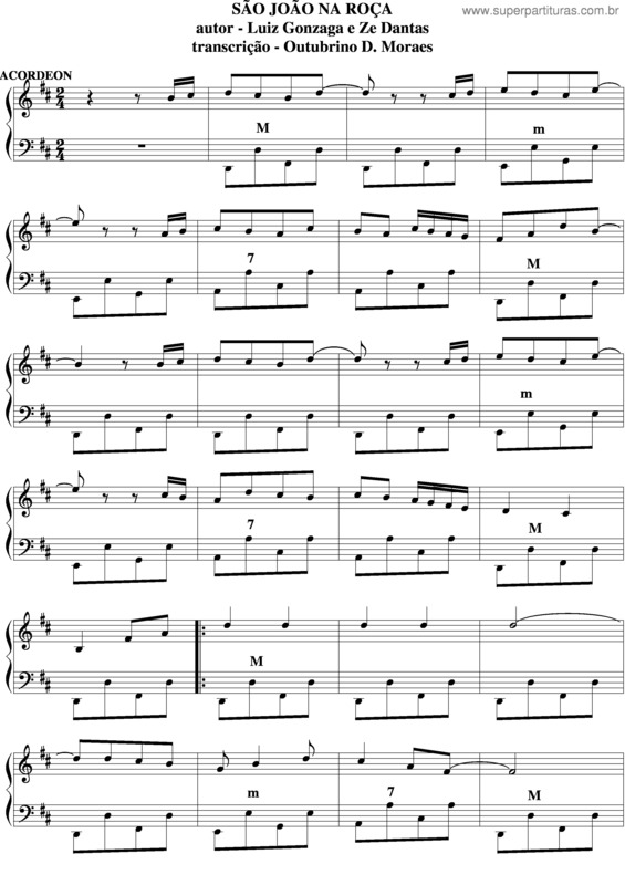 Partitura da música São João Na Roça v.2