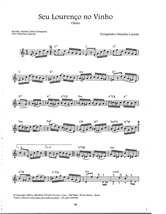 Partitura da música São Lourenço No Vinho v.4