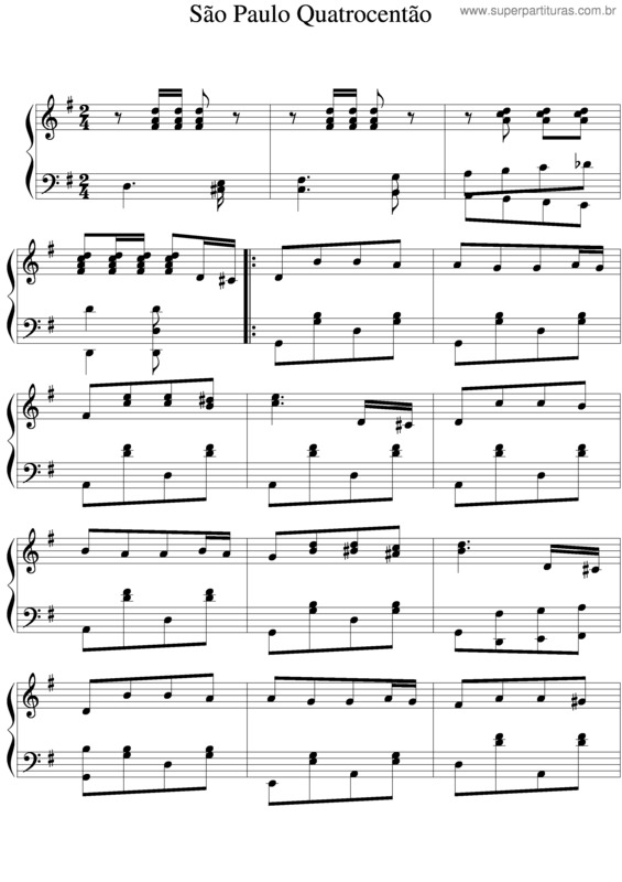 Partitura da música São Paulo Quatrocentão v.3