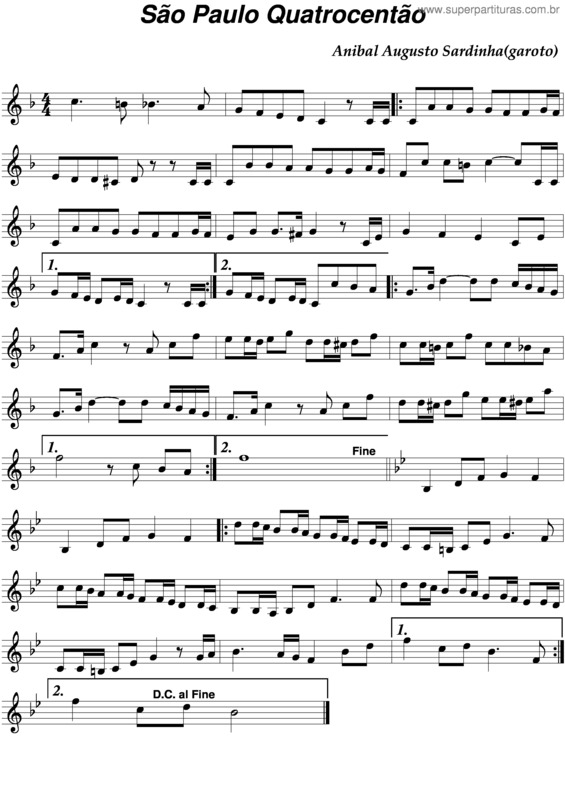 Partitura da música São Paulo Quatrocentão v.5