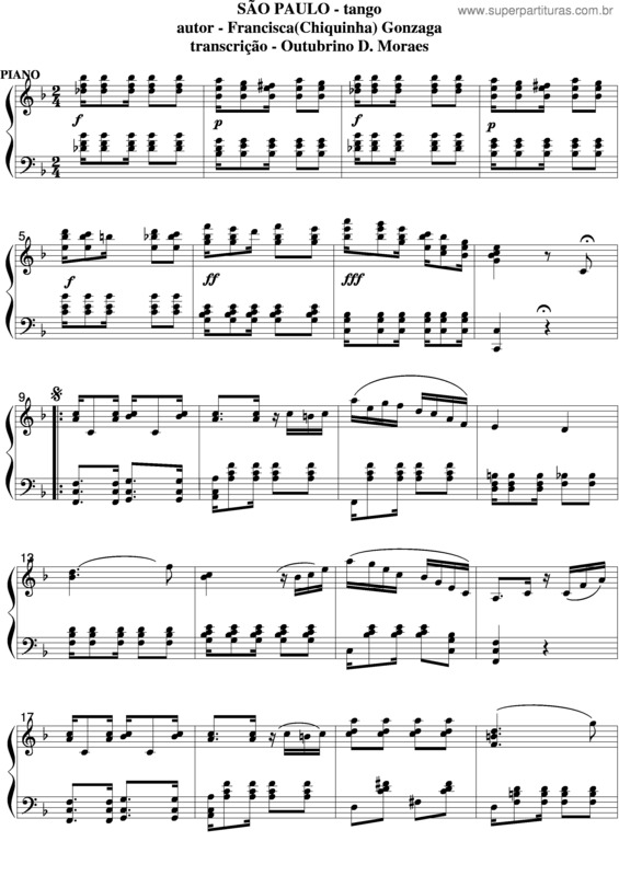 Partitura da música São Paulo