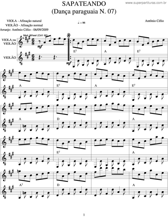 Partitura da música Sapateando