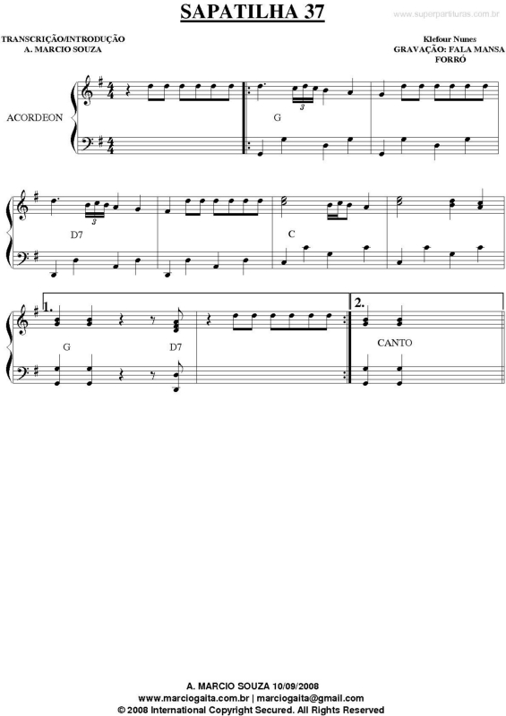 Partitura da música Sapatilha 37