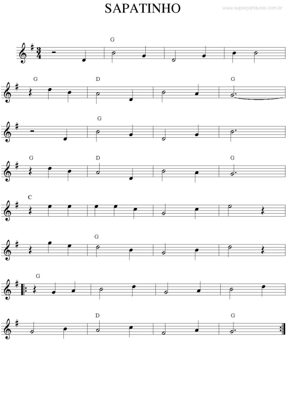 Partitura da música Sapatinho