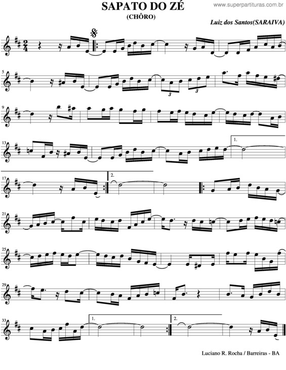 Partitura da música Sapato Do Zé