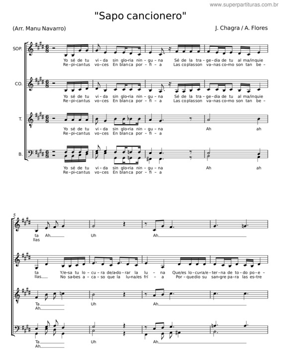 Partitura da música Sapo Cancionero