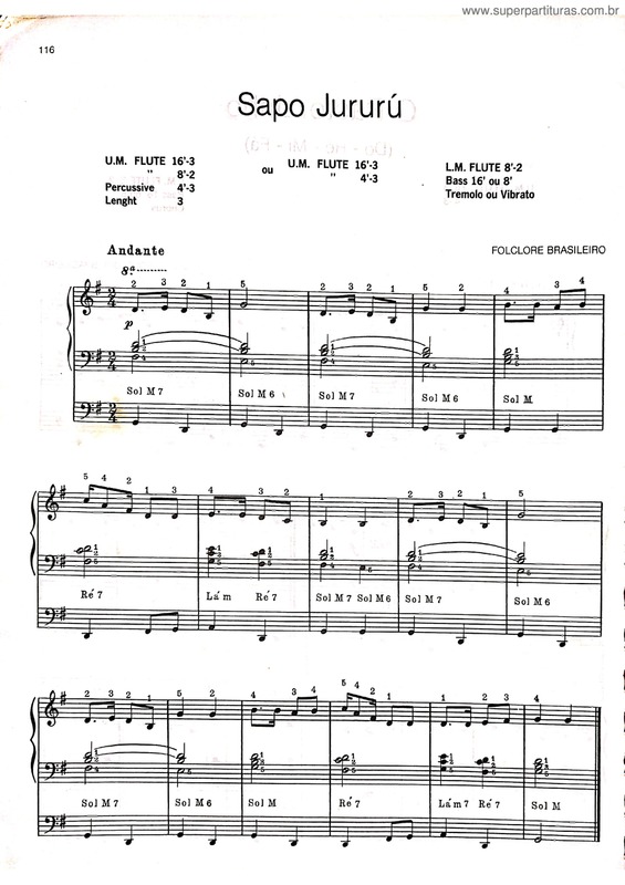 Partitura da música Sapo Jururú v.2