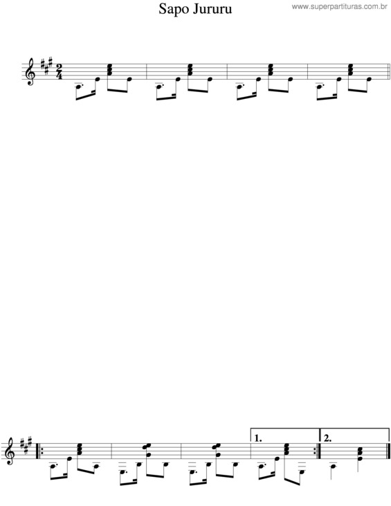 Partitura da música Sapo Jururu