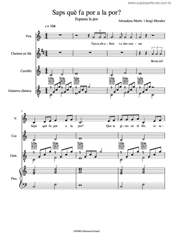 Partitura da música Saps Què Fa Por A La Por? v.2