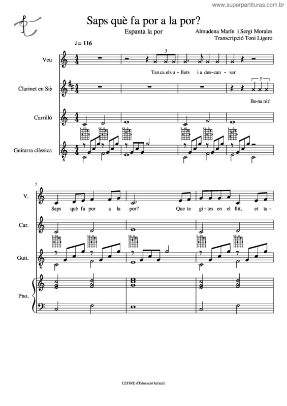 Partitura da música Saps Què Fa Por A La Por?