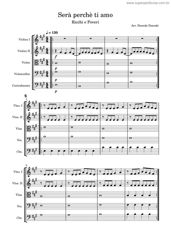 Partitura da música Sarà Perché Ti Amo