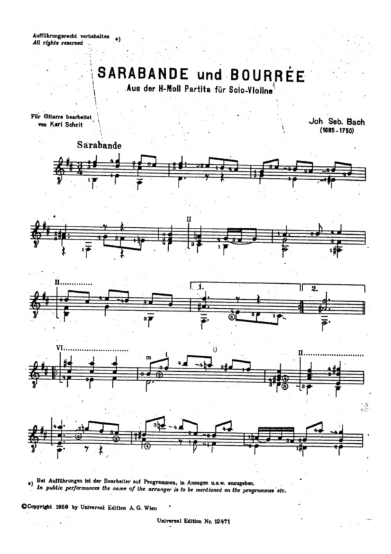 Partitura da música Sarabande And Bourrée