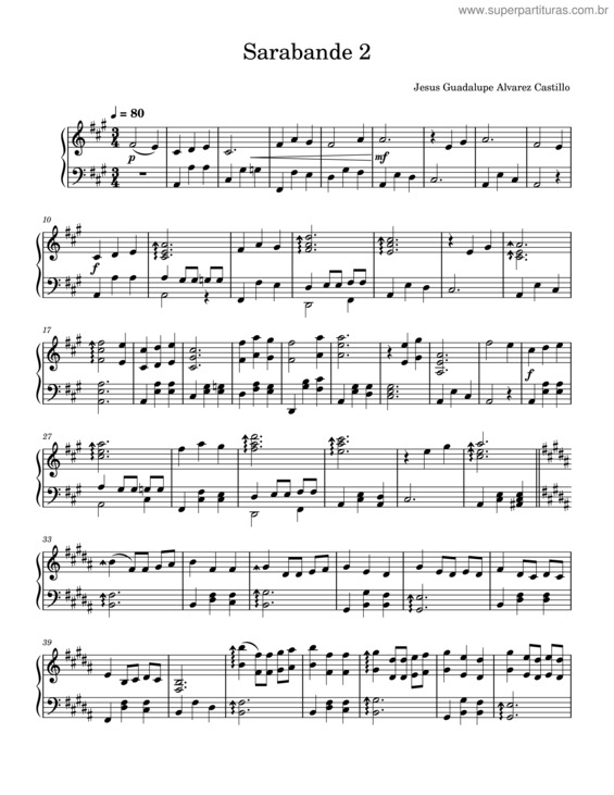 Partitura da música Sarabande v.4