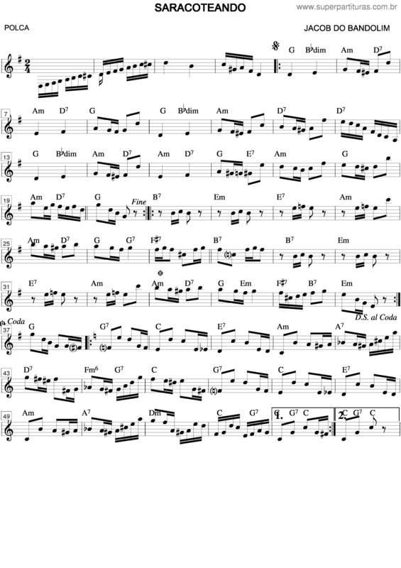 Partitura da música Saracoteando v.2