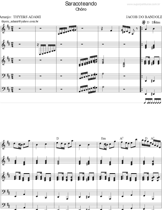 Partitura da música Saracoteando