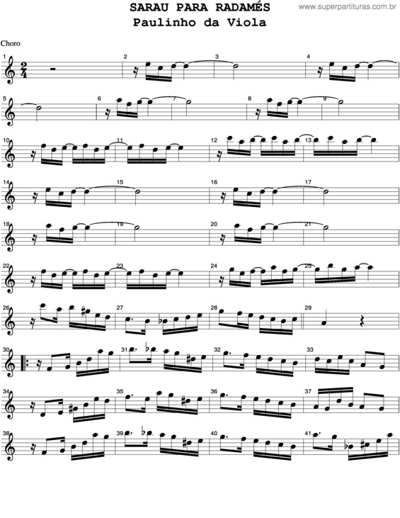 Partitura da música Sarau Para Radamés