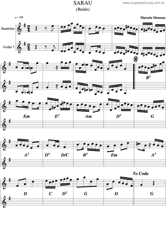 Partitura da música Sarau v.2