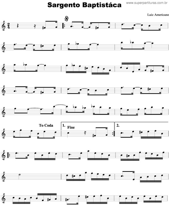 Partitura da música Sargento Baptistáca