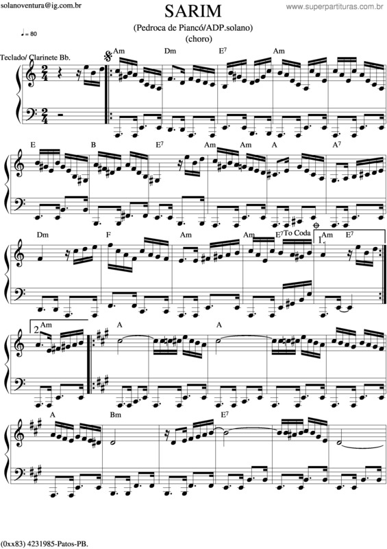 Partitura da música Sarim