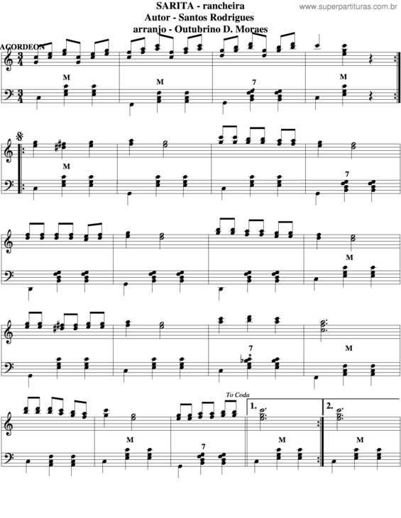 Partitura da música Sarita v.2