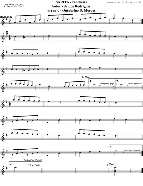 Partitura da música Sarita v.3