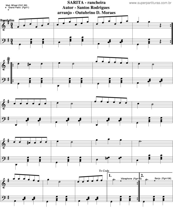 Partitura da música Sarita v.4