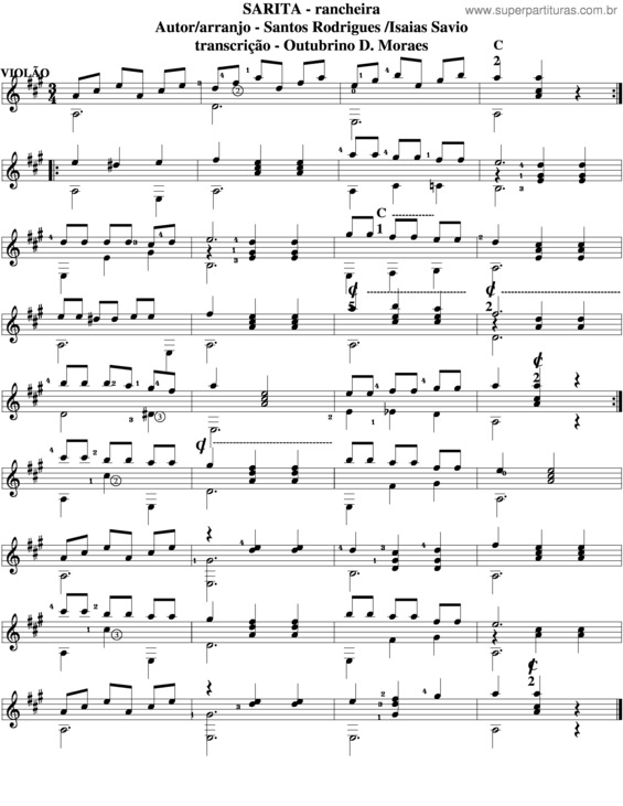 Partitura da música Sarita v.6