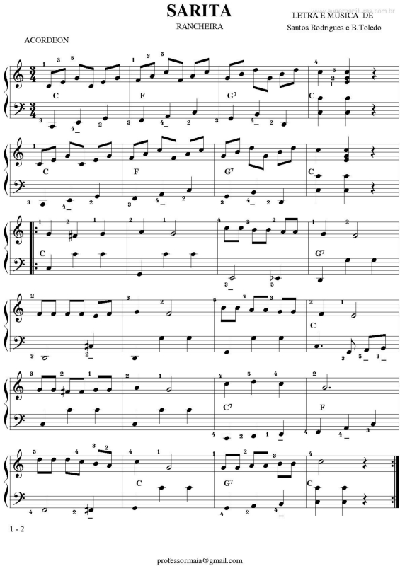 Partitura da música Sarita