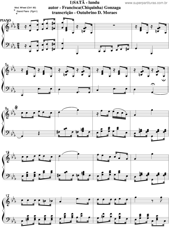 Partitura da música Satã