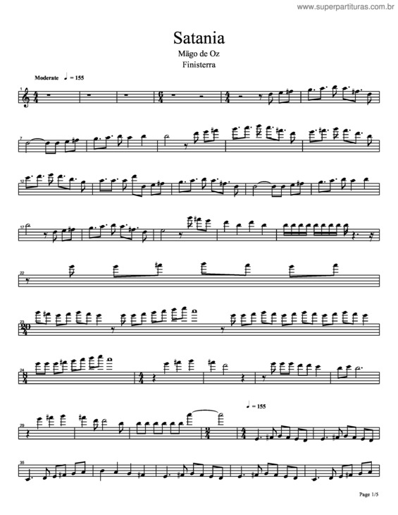 Partitura da música Satania v.2