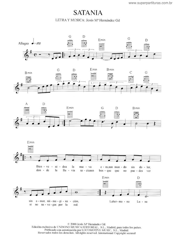 Partitura da música Satania