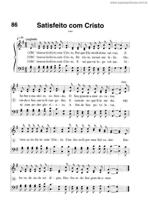 Partitura da música Satisfeito Com Cristo