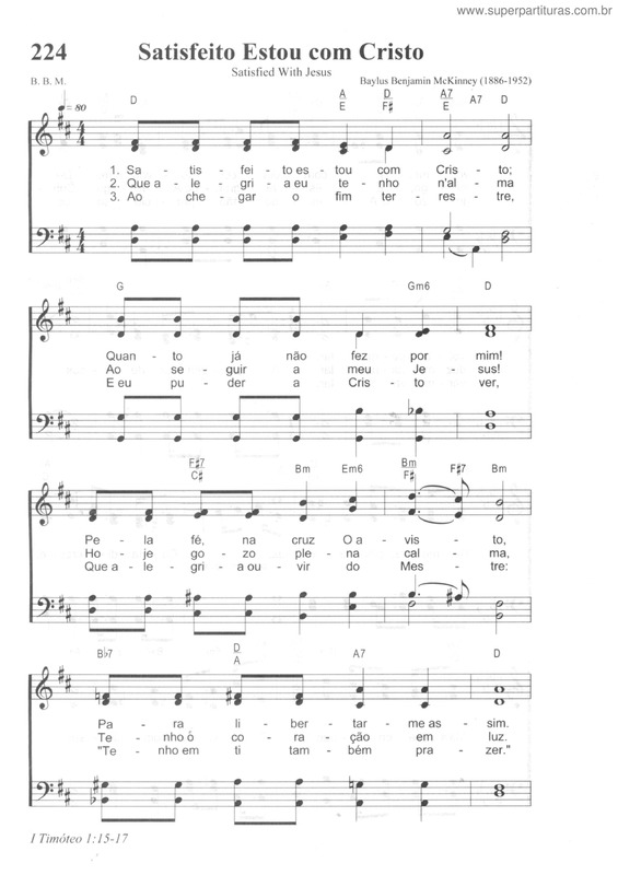 Partitura da música Satisfeito Estou Com Cristo