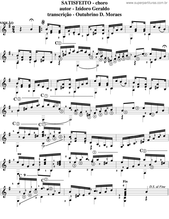 Partitura da música Satisfeito