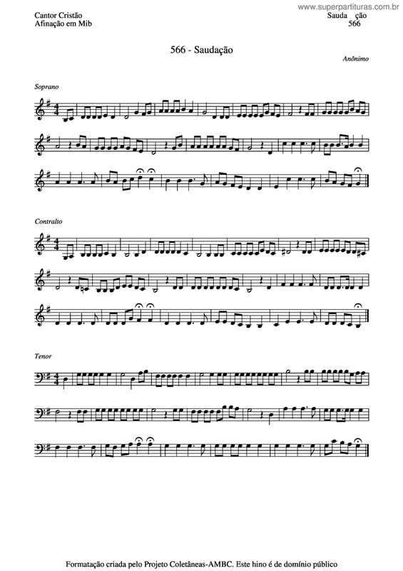 Partitura da música Saudação v.12