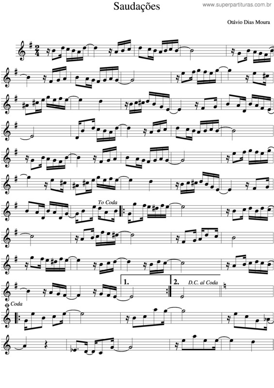 Partitura da música Saudações