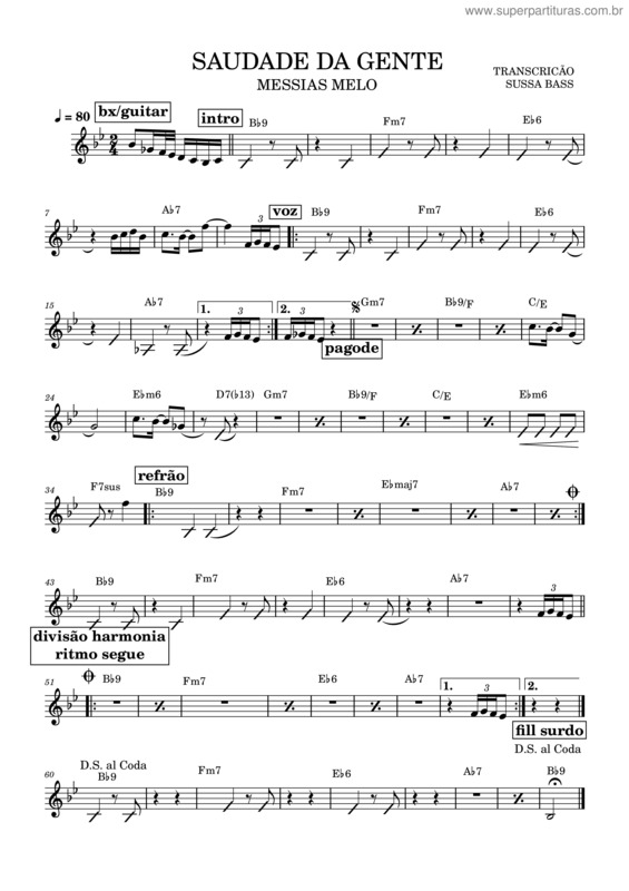 Partitura da música Saudade Da Gente