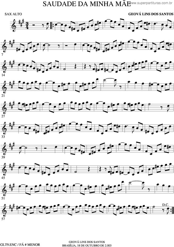 Partitura da música Saudade Da Minha Mãe v.2