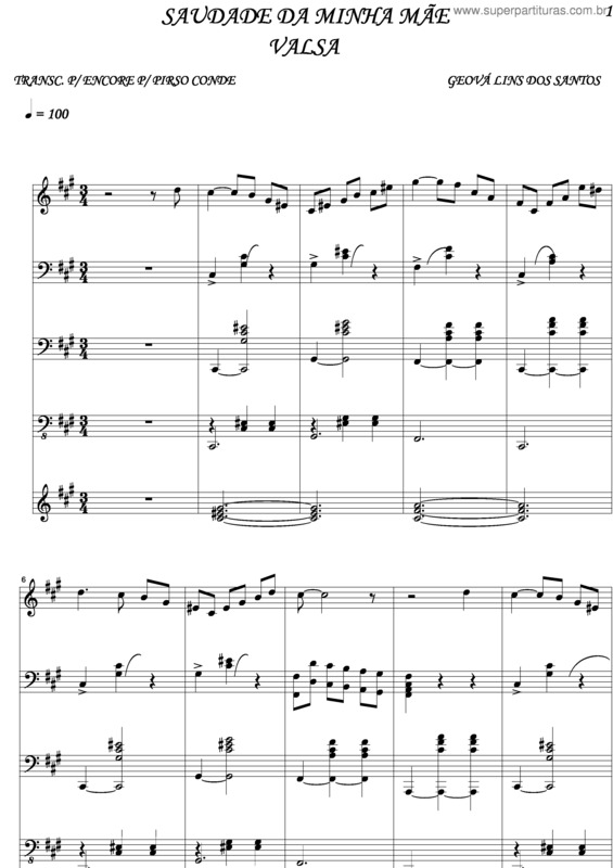 Partitura da música Saudade Da Minha Mãe