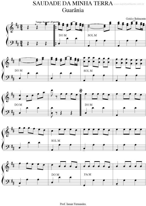 Partitura da música Saudade da Minha Terra