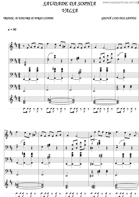 Partitura da música Saudade Da Sophia v.2