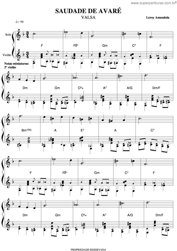 Partitura da música Saudade De Avaré