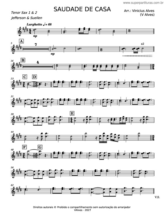 Partitura da música Saudade De Casa v.2