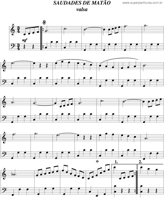 Partitura da música Saudade De Matão v.3