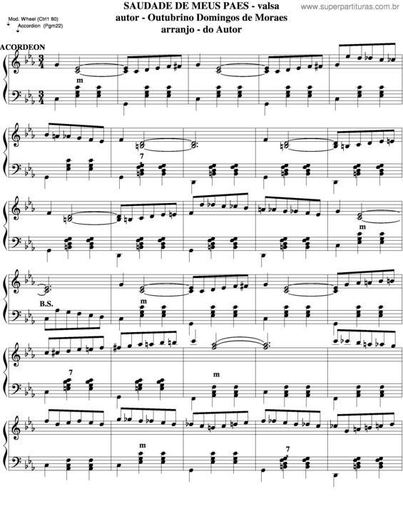 Partitura da música Saudade De Meus Pais v.2