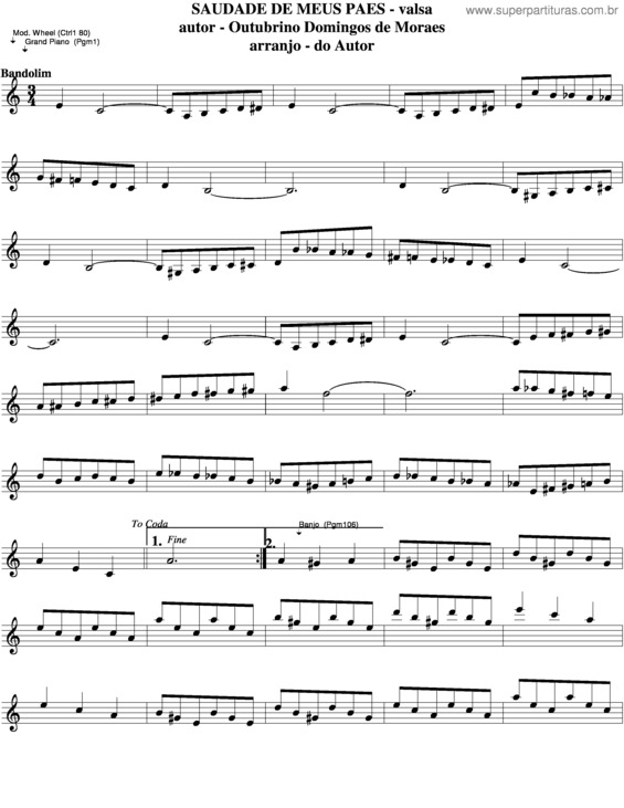 Partitura da música Saudade De Meus Pais v.3