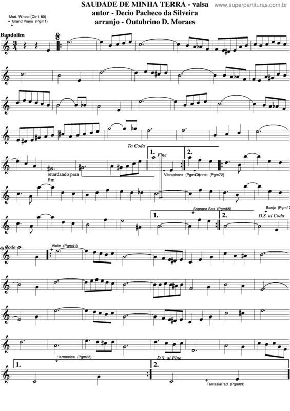 Partitura da música Saudade De Minha Terra v.3