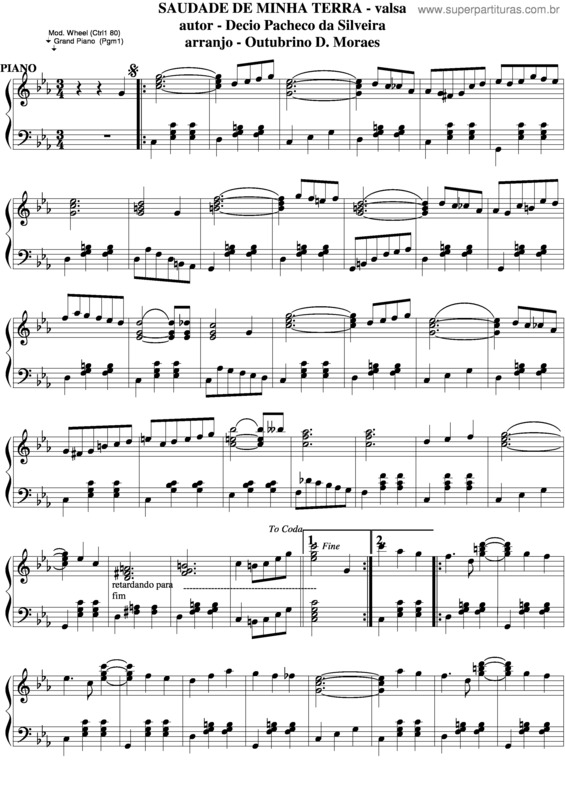 Partitura da música Saudade De Minha Terra v.5