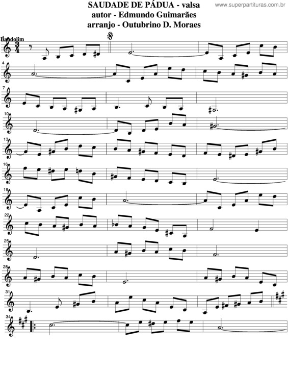 Partitura da música Saudade De Pádua v.2